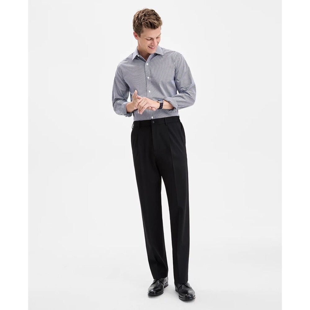 $95 NEW TOMMY HILFIGER MENS 36X34 BLACK SOFT RELAXED TROUSERS DRESS PANTS SLACKS